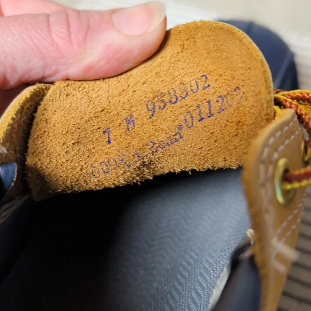 Vintage LL Bean Bean Boots Rubber Moc Mens 7 Navy Tan Waterproof Duck Shoes